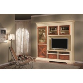 MÖBEL HOLZ TÜR TVPARETE soggorno EINGELEGTBICOLORE Elfenbein- und NUSSBAUM