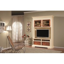 MÖBEL HOLZ TÜR TVPARETE soggorno EINGELEGTBICOLORE Elfenbein- und NUSSBAUM