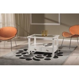 TABLA cuadrada de madera bajo brillo BLANCO