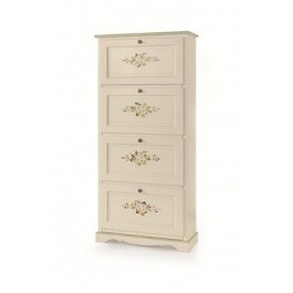 SCARPIERA DECORATA 4 ANTE LACCATO BIANCO E DIPINTA