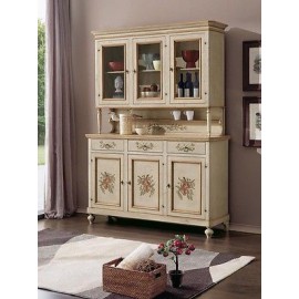 PUERTAS CRISTALLIERA aparador de ventana de madera de base + ALZATA3 pintadas DECORADAS