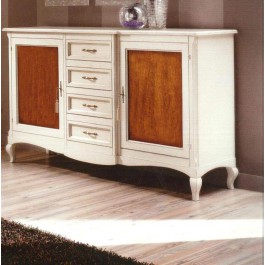 TWO-TONE WOOD DRESSER - WHITE LIGHT WALNUT ANTIQUE AND CLASSIC COUNTRY