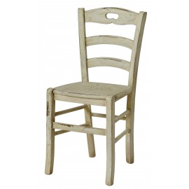 MADERA silla antigua MARFIL cepillado