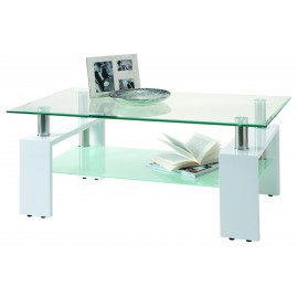 TAVOLINO SALOTTO VETRO - PIANO CRISTALLO TEMPERATO COLORE BIANCO