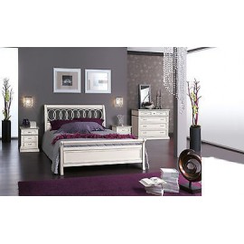 BEDROOM GLOSS WHITE WOOD BED COMO 'COMODINO