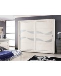 CUPBOARD SCHIEBETUEREN HOLZ GLOSS WEISS SILVER LEAF