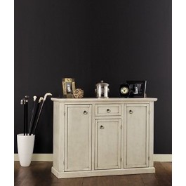 MOBILE CABINET 3 DOORS 1 CASS PAINTED IVORY ANTIQUE