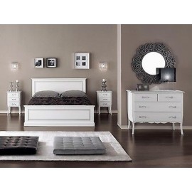 DORMITORIO BRILLANTE BLANCO DE MADERA CAMA COMO 'COMODINO