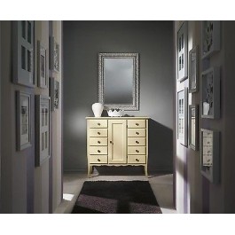 MOBILE CABINET PAINTED IVORY WOOD