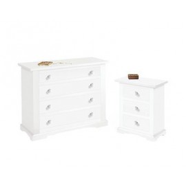 COMO' 2 COMODINI CASSETTIERA MOBILETTO BIANCO OPACO LEGNO PRODOTTO VENETO