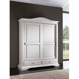 ARMADIO SCORREVOLE 2 ANTE LEGNO MASSELLO LACCATO BIANCO