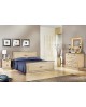 MASSIVHOLZ DEKORIERTE BETT ROOM-NIGHT TISCH-COMO
