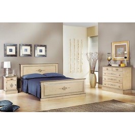 MASSIVHOLZ DEKORIERTE BETT ROOM-NIGHT TISCH-COMO