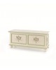 MOBILE PAINTED CHEST PAINTED IVORY WHITE WOODEN BENCH