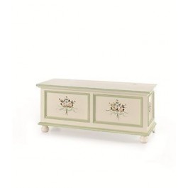 MOBILE PAINTED CHEST PAINTED IVORY WHITE WOODEN BENCH