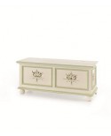 MOBILE PAINTED CHEST PAINTED IVORY WHITE WOODEN BENCH