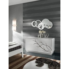 COMO' LACCATO BIANCO OPACO LEGNO PRODOTTO VENETO CASSETTIERA LEGNO 4 CASSETTI