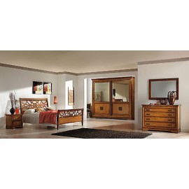 DOUBLE BED-WALNUT CABINET -COMO-MIRROR-COMODINI WOOD