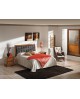 Cama moderna TAPIZADO DE CUERO color nogal MADERA