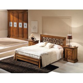 Cama de nogal color de la mano de madera tallada