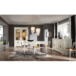 Mesa extensible MADERA BRILLANTE BLANCO CON EL CAJÓN