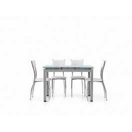 TABLA GRIS METAL VIDRIO PISO blanco moderno EXTENDABLE 110x70 TEMP