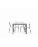 TABLA GRIS METAL VIDRIO PISO blanco moderno EXTENDABLE 110x70 TEMP