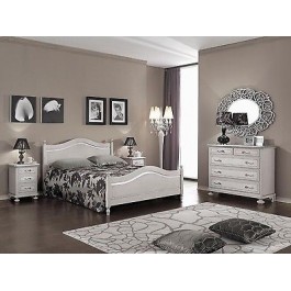 Doppelbett BETTSIDE Nachtstuhl DOVE COLOR Altholz