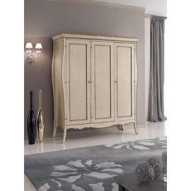 ARMADIO 3 ANTE SAGOMATO CAMERA LETTO AVORIO ANTICATO ARTIGIANALE LEGNO MASSELLO