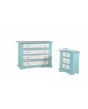 1 COMO '+ 2 COMODINO LEGNOCOLORE BLUE ANTICATO- bedroom