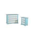 1 COMO '+ 2 COMODINO LEGNOCOLORE BLUE ANTICATO- bedroom