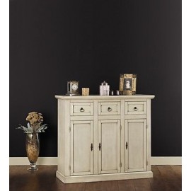 MOBILE CABINET 3 DOORS 3 DRAWERS ANTIQUE IVORY LACQUERED