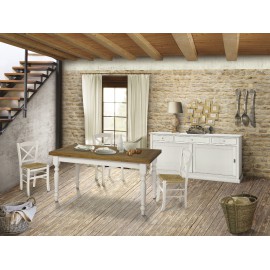 SEDIA IN LEGNO COL BIANCO OPACO SEDUTA PAGLIA