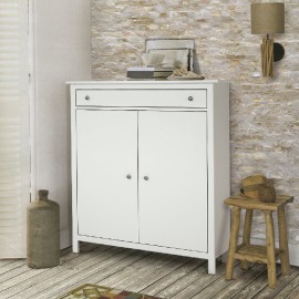 CREDENZA LIBRERIA SCARPIERA IN LEGNO COL BIANCO OPACO