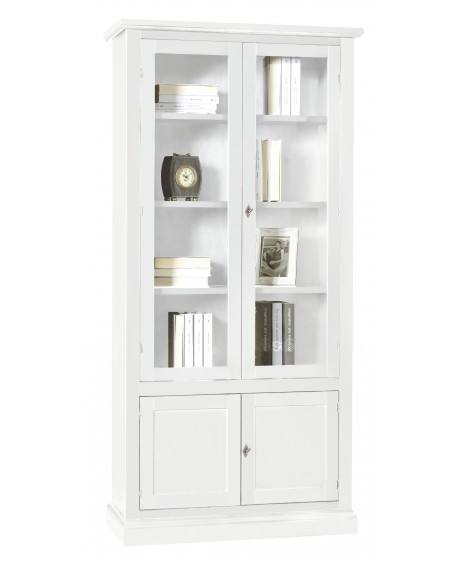 LIBRERIA VETRINA DISPENSA IN LEGNO COL BIANCO OPACO