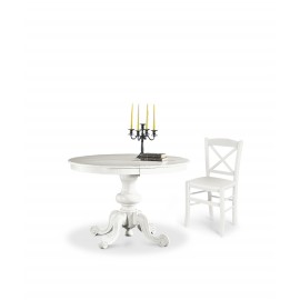 TAVOLO ROTONDO ALLUNGABILE IN LEGNO COL BIANCO OPACO