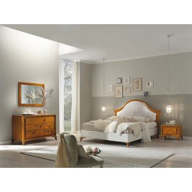DOUBLE SOLID WOOD UPHOLSTERED BED COMO 'COMODINO MIRROR