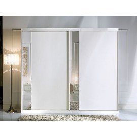 CUPBOARD 2 SLIDING DOORS WITH MIRROR WHITE AS PHOTO WOOD