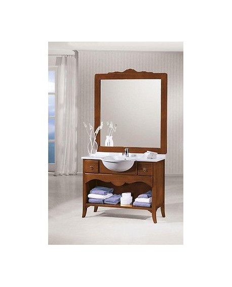 MOBILE BAGNO ARREDO LEGNO MASSELLO ARTE POVERA CLASSICO CON SPECCHIERA
