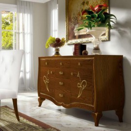 CABINET DE BOIS 2 PORTES avec dignité 6 TIROIR