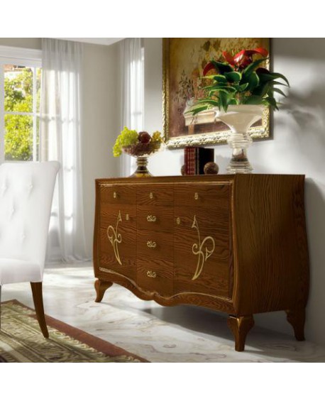 CREDENZA LEGNO 2 ANTE CON DECORO 6 CASSETTI  CHANTAL COLLECTION