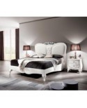 LETTO LEGNO CON TESTATA IN PELLE INTAGLIATO