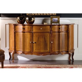 CREDENZA 3 PORTE 3 CASSETTI LEGNO MASSELLO CON INTARSIO
