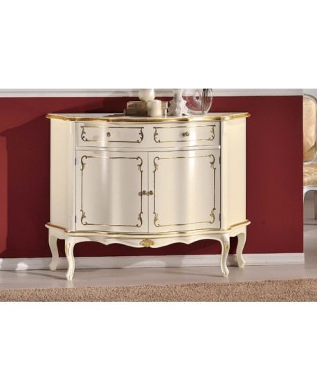 CREDENZA 2 PORTE 1 CASSETTO LEGNO MASSELLO LACCATO BIANCO