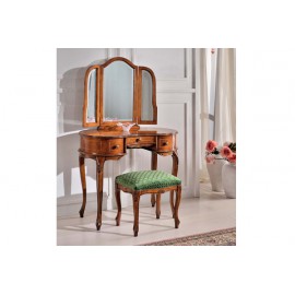 SCRIVANIA PETTINIERA 3 CASSETTI CON SPECCHIERA LEGNO MASSELLO CON INTARSIO