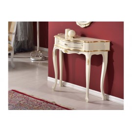 CONSOLLE 1 CASSETTO LEGNO MASSELLO LACCATO BIANCO