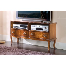PORTA TV  2 CASSETTI LEGNO MASSELLO CON INTARSIO