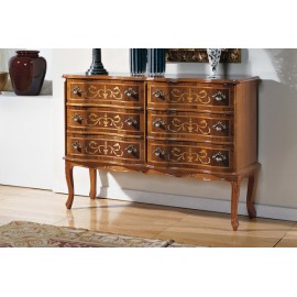 COMO' CASSETTIERA 6 CASSETTI LEGNO MASSELLO CON INTARSIO