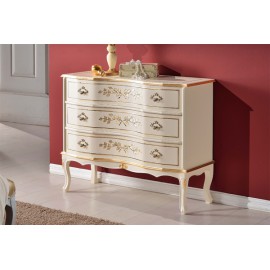 COMO' 3 CASSETTI LEGNO MASSELLO LACCATO BIANCO