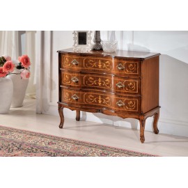 COMO' 3 CASSETTI LEGNO MASSELLO CON INTARSIO